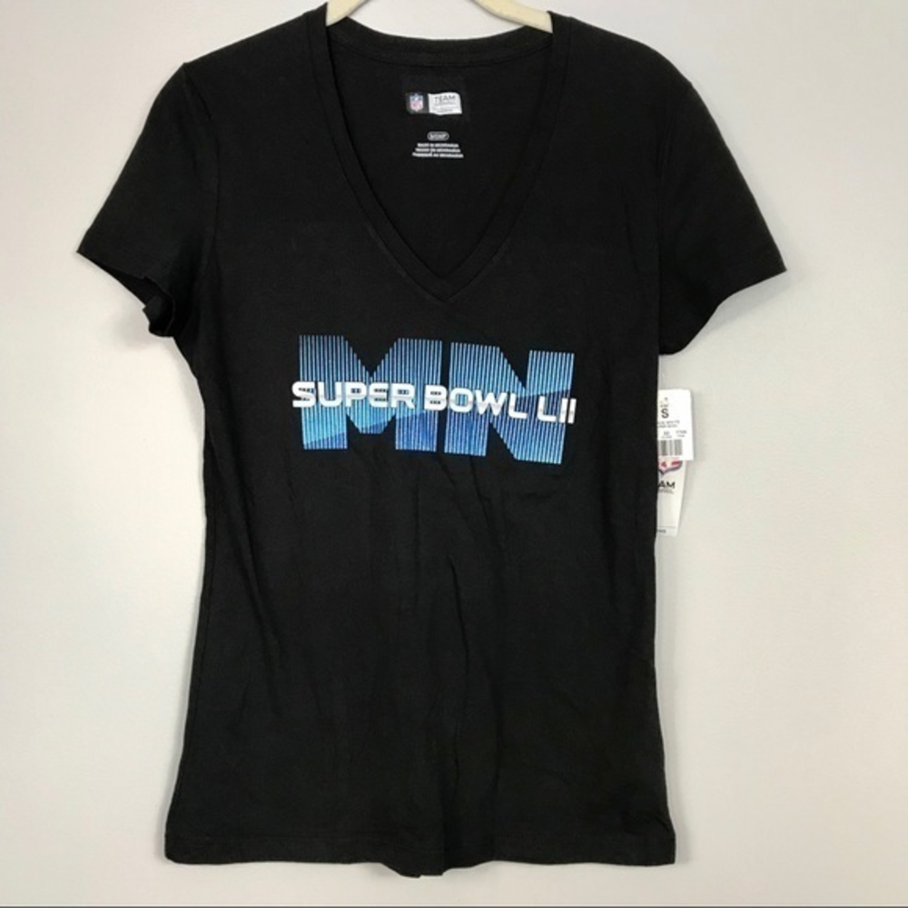 NFL MN Super Bowl LII‎ 52 black short sleeve V-neck